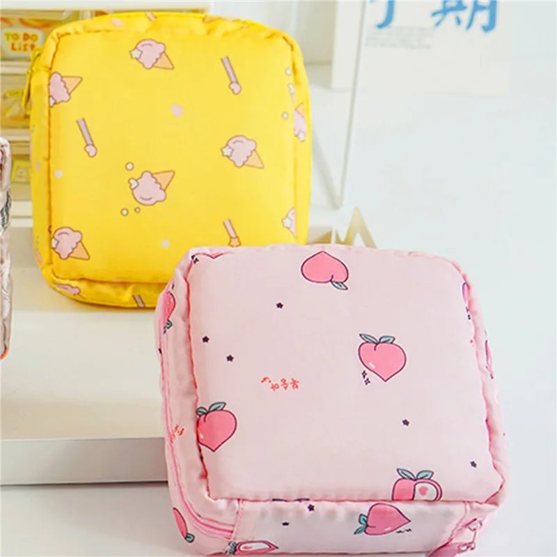 Girls Diaper Sanitary Napkin Storage Bag Nylon Sanitary Pads Package Bags Coin Purse Jewelry Organizer Credit Card Pouch Case