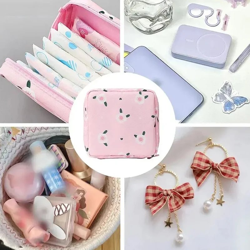Girls Diaper Sanitary Napkin Storage Bag Nylon Sanitary Pads Package Bags Coin Purse Jewelry Organizer Credit Card Pouch Case