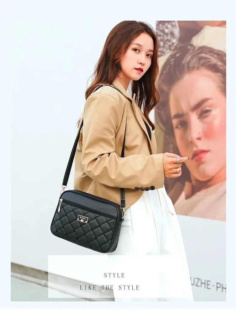 2024 Women's One Shoulder Small Square Handbag New Cross Border Foreign Trade Lingge PU Crossbody Versatile Small Messenger Bag 2024 Women's One Shoulder Small Square Handbag New Cross Border Foreign Trade Lingge PU Crossbody Versatile Small Messenger Bag