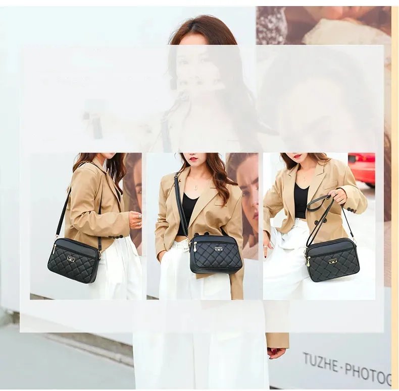 2024 Women's One Shoulder Small Square Handbag New Cross Border Foreign Trade Lingge PU Crossbody Versatile Small Messenger Bag 2024 Women's One Shoulder Small Square Handbag New Cross Border Foreign Trade Lingge PU Crossbody Versatile Small Messenger Bag