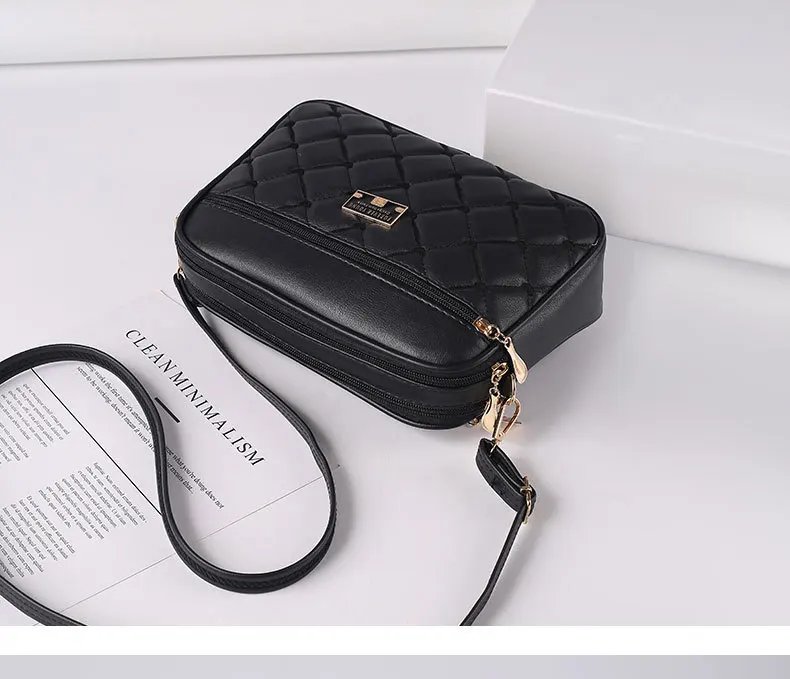2024 Women's One Shoulder Small Square Handbag New Cross Border Foreign Trade Lingge PU Crossbody Versatile Small Messenger Bag 2024 Women's One Shoulder Small Square Handbag New Cross Border Foreign Trade Lingge PU Crossbody Versatile Small Messenger Bag