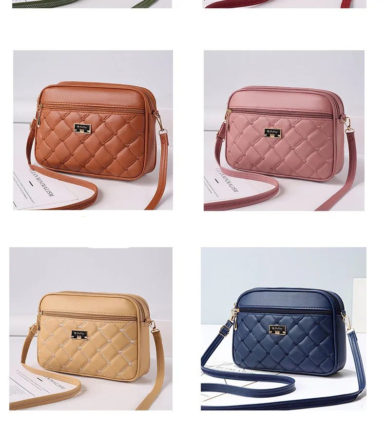 2024 Women's One Shoulder Small Square Handbag New Cross Border Foreign Trade Lingge PU Crossbody Versatile Small Messenger Bag 2024 Women's One Shoulder Small Square Handbag New Cross Border Foreign Trade Lingge PU Crossbody Versatile Small Messenger Bag
