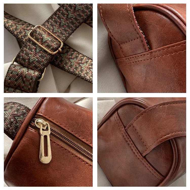 Vintage Shoulder Bag for Women Fashion Wide Strap Crossbody Bag Retro Pillow Messenger Handbag Ladies Tote Clutchs Purses Tote