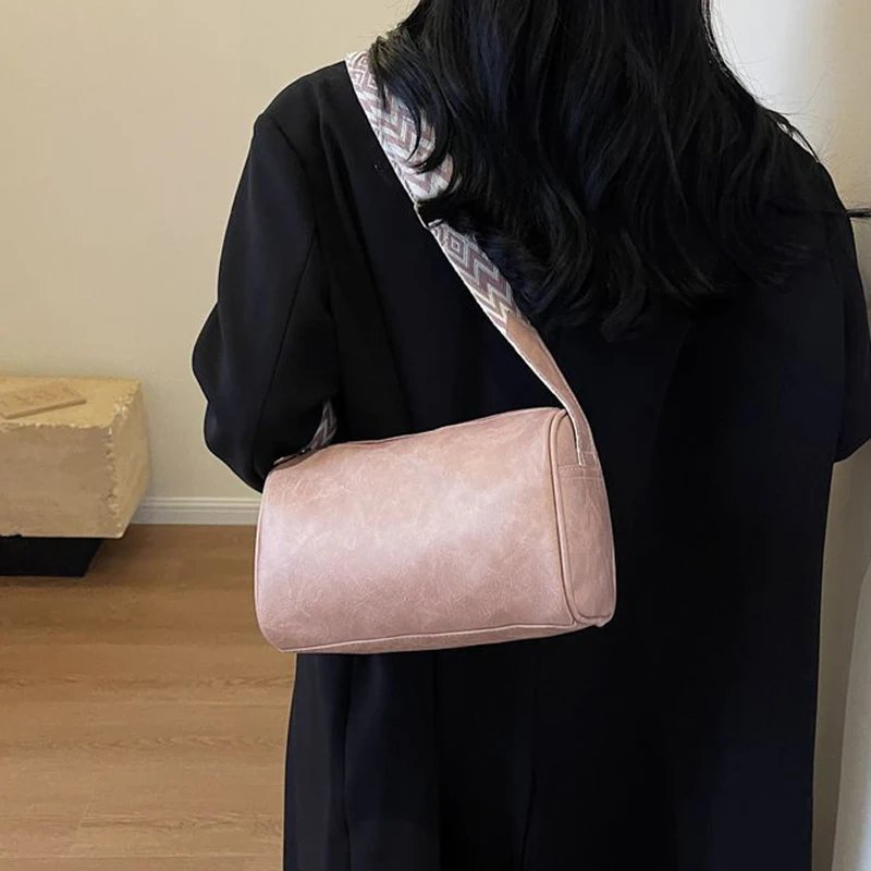 High Quality PU Leather, Wide Shoulder Strap Shoulder Bag ,Women Vintage Ladies Small Handbag ,Pillow Messenger Crossbody Bag