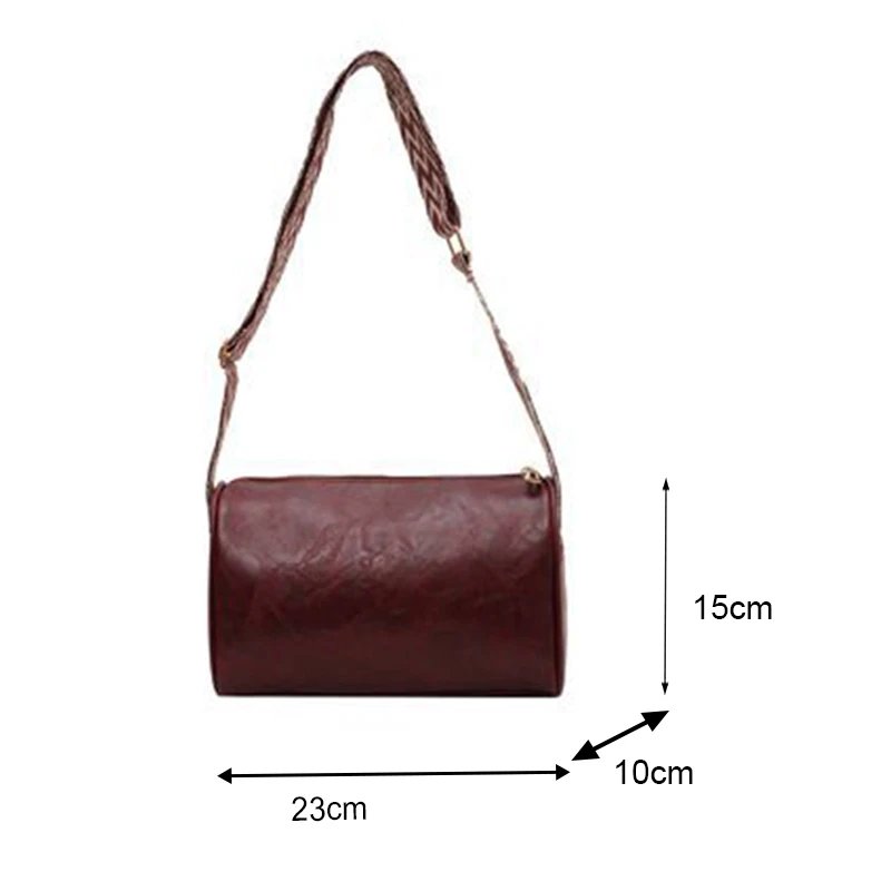 High Quality PU Leather, Wide Shoulder Strap Shoulder Bag ,Women Vintage Ladies Small Handbag ,Pillow Messenger Crossbody Bag