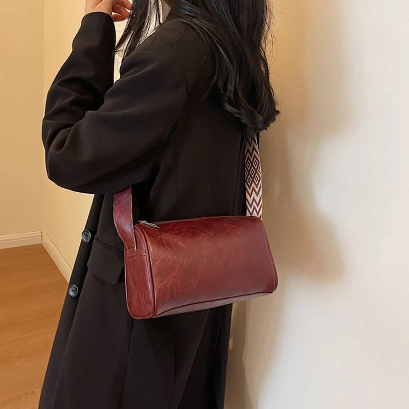 Vintage PU Leather Women Small Handbag and Purse Fashion Boston Pillow Crossbody Bag Luxury Design Female Designer Shoulder Bag Vintage PU Leather Women Small Handbag and Purse Fashion Boston Pillow Crossbody Bag Luxury Design Female Designer Shoulder Bag