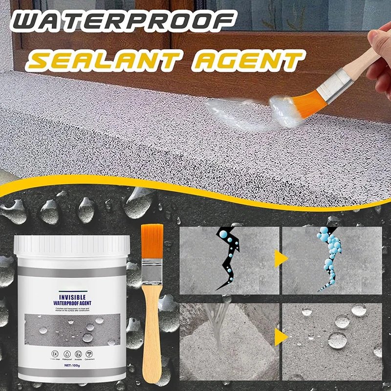 Waterproof Coating Sealant Agent Invisible Paste Glue With Brush Repair Home Roof Transparent Bathroom Antileak Glue 300g/900g