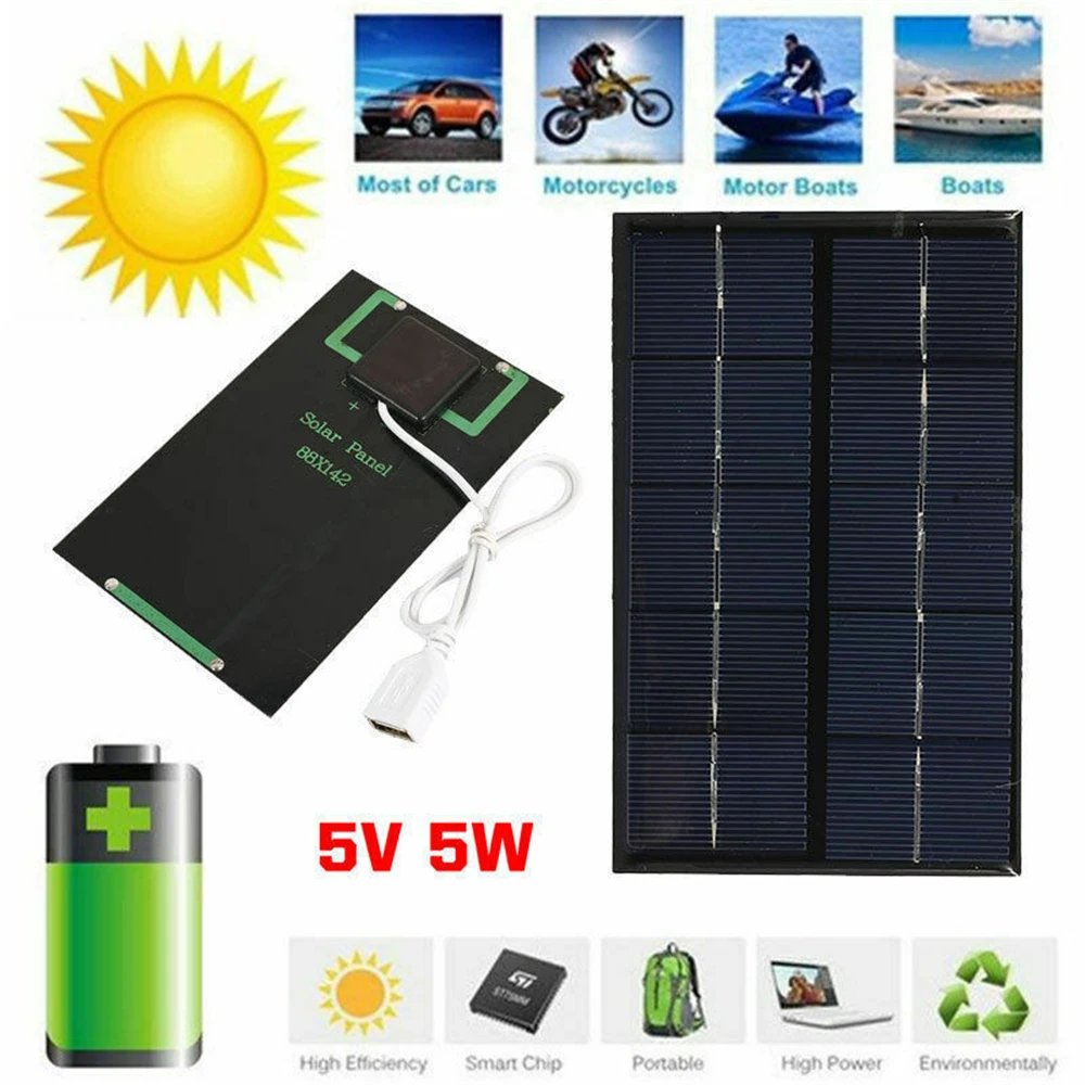 USB Solar Panel Outdoor 5W 5V Portable Solar Charger Pane Climbing Fast Charger Polysilicon Travel DIY Solar Charger Generator