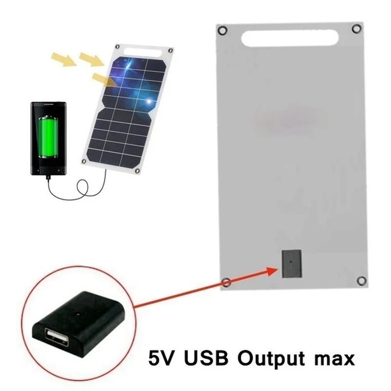 10W Solar Panel USB Waterproof Outdoor Hike Camping Portable Cells Battery Solar Charger Plate for Mobile Phone Power Bank