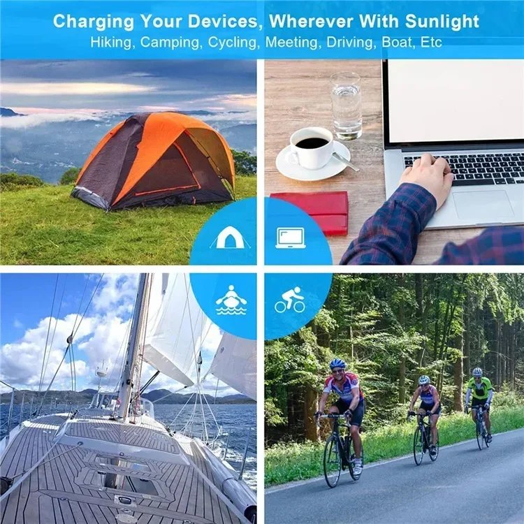 800W Foldable Solar Panel Portable 6-fold  Solar Panels Charger USB 5V DC Full Time Power Solar Panel Mobile Power Supply