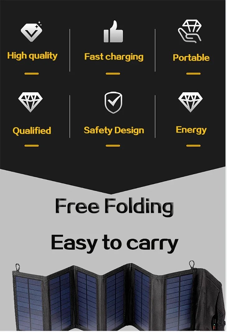 800W Foldable Solar Panel Portable 6-fold  Solar Panels Charger USB 5V DC Full Time Power Solar Panel Mobile Power Supply