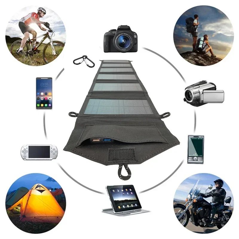 800W Foldable Solar Panel Portable 6-fold  Solar Panels Charger USB 5V DC Full Time Power Solar Panel Mobile Power Supply