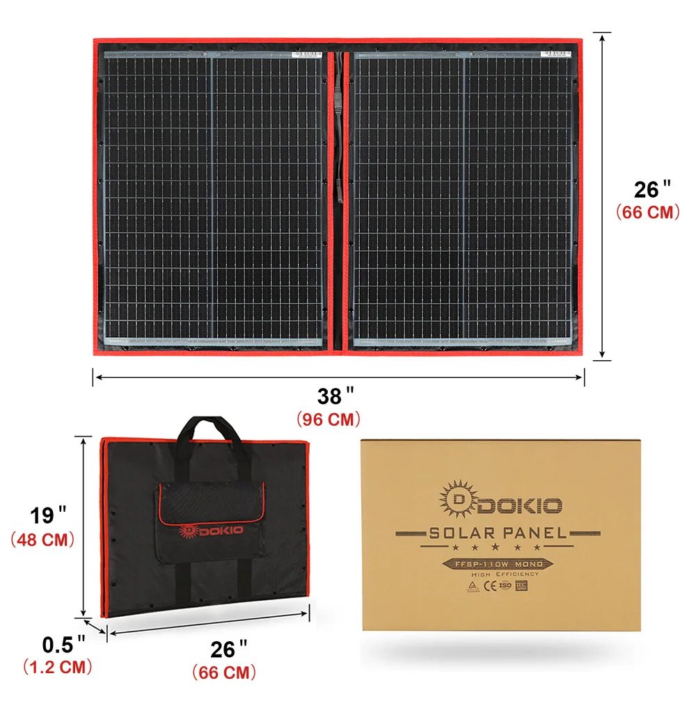 Dokio Ukraine 18V 80W 160W 100W 200W 300W Portable Foldable Solar Panel with 12V Controller to Charge Battery suitable for Camp