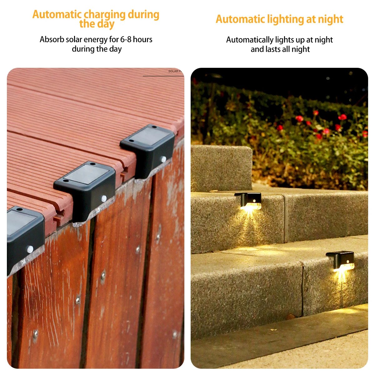 4/8/12/16pcs Solar LED Lights Outdoor Garden Light Deck Lamp Solar Stairs Light Waterproof Solar Step Lamp Patio Garden Decor