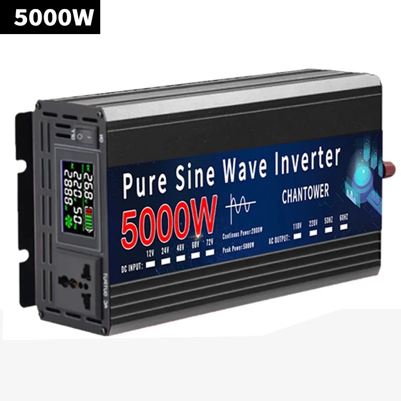 Pure Sine Wave Inverter 12V 220V 24V 110V 2000W 3000W 4000W 5000W DC To AC Portable Power Voltage Converter Car Solar Inverter