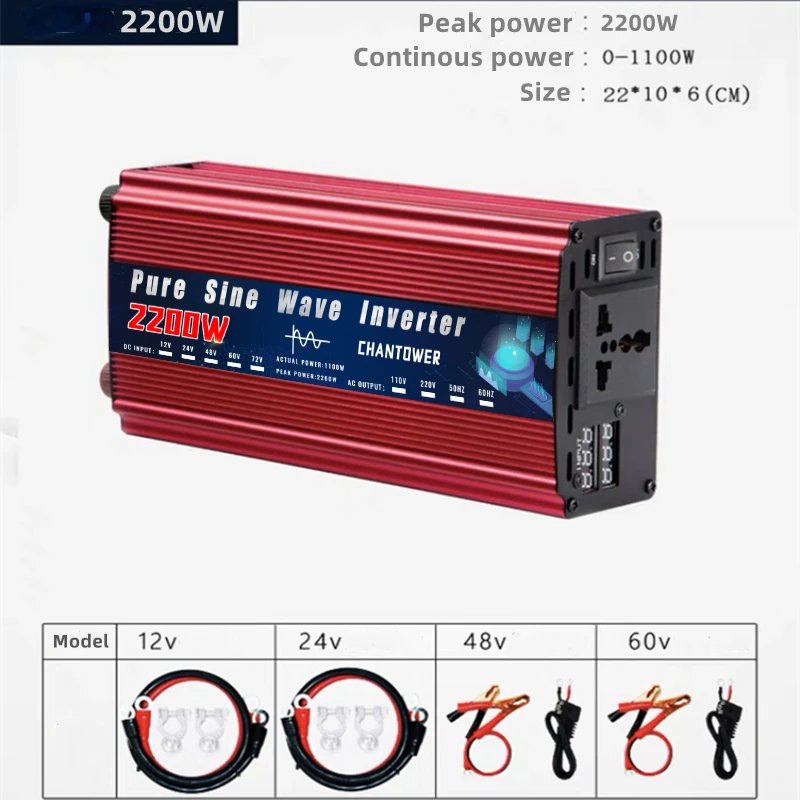 Pure Sine Wave Inverter 12V 220V 24V 110V 2000W 3000W 4000W 5000W DC To AC Portable Power Voltage Converter Car Solar Inverter