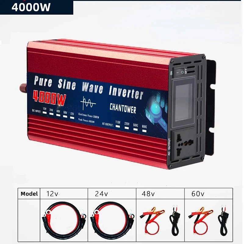 Pure Sine Wave Inverter 12V 220V 24V 110V 2000W 3000W 4000W 5000W DC To AC Portable Power Voltage Converter Car Solar Inverter