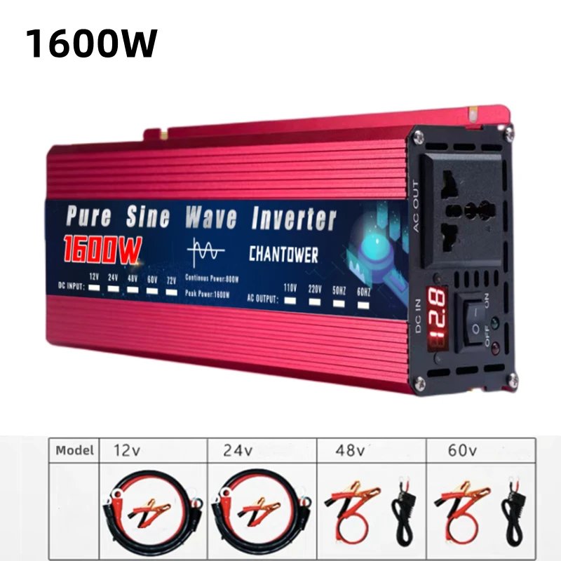 Pure Sine Wave Inverter 12V 220V 24V 110V 2000W 3000W 4000W 5000W DC To AC Portable Power Voltage Converter Car Solar Inverter