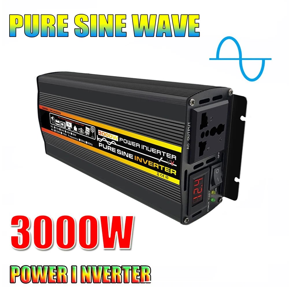 Pure Sine Wave Inverter 12V/24V/48V/60V To AC 110V 220V 8000/6000/4000/3000W Voltage Transformer Power Converter Solar Inverter
