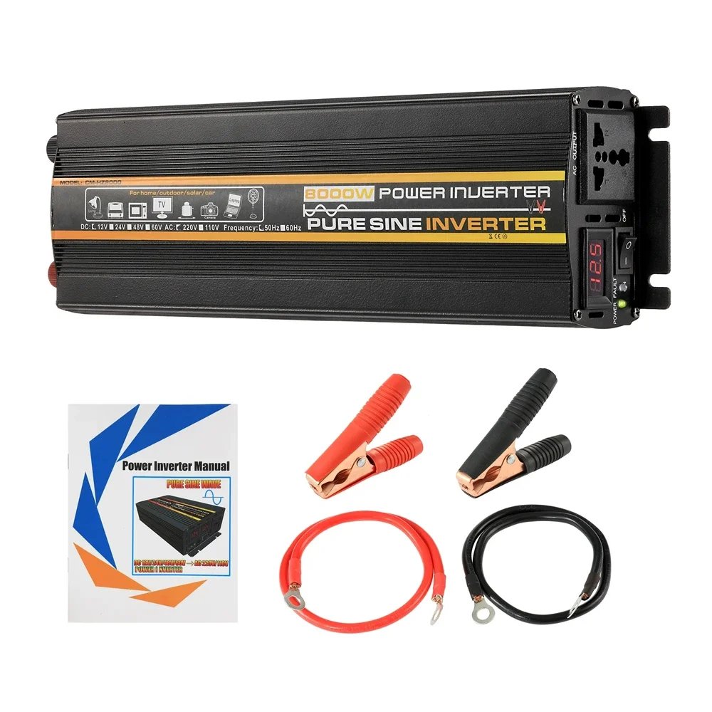 Pure Sine Wave Inverter 12V/24V/48V/60V To AC 110V 220V 8000/6000/4000/3000W Voltage Transformer Power Converter Solar Inverter Pure Sine Wave Inverter 12V/24V/48V/60V To AC 110V 220V 8000/6000/4000/3000W Voltage Transformer Power Converter Solar Inverter
