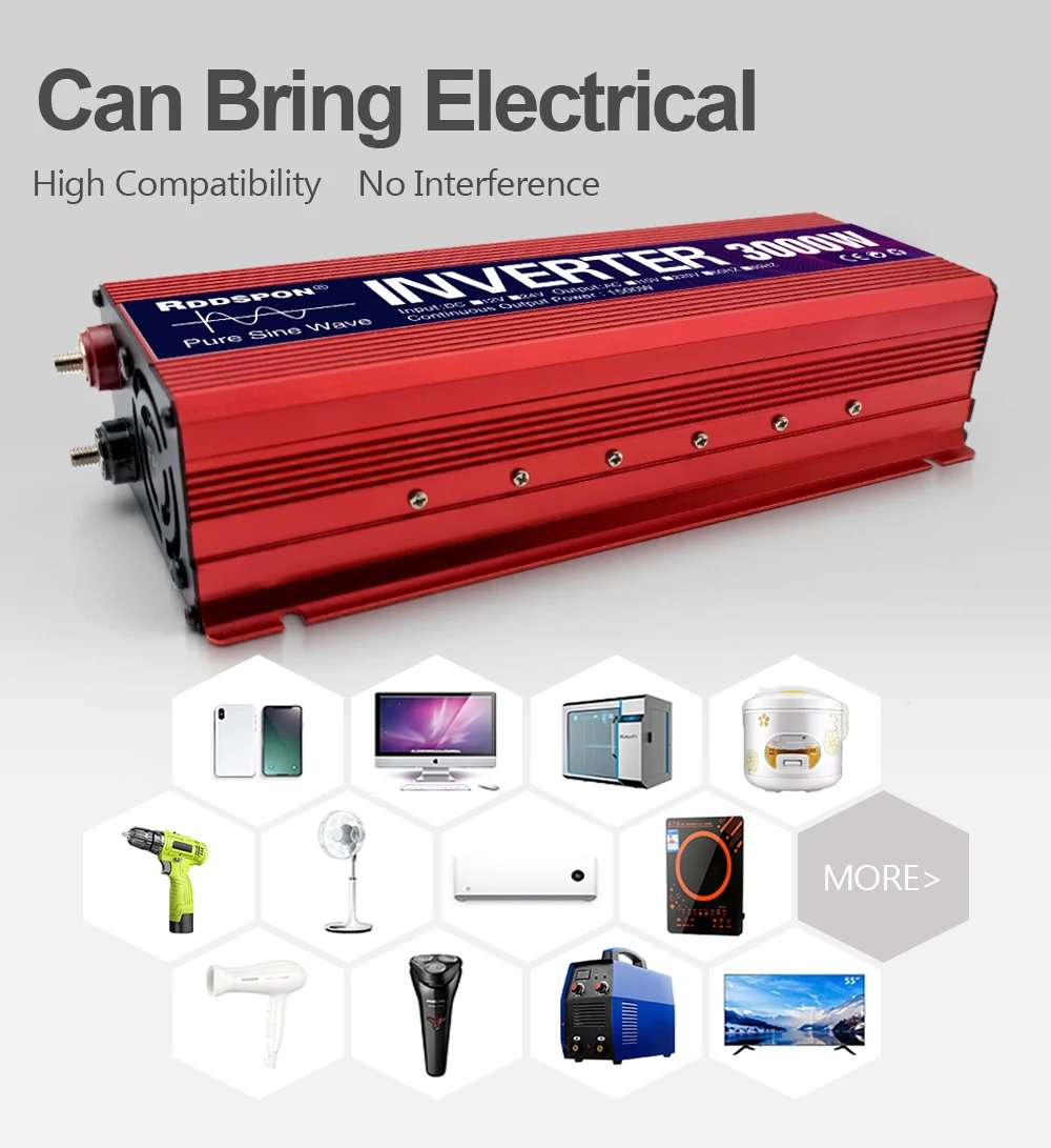 Pure Sine Wave Inverter Portable Power banks Converter DC 12v To AC 110V 220V Solar Inverter Peak Power 1000W 1600W 2000W 3000W