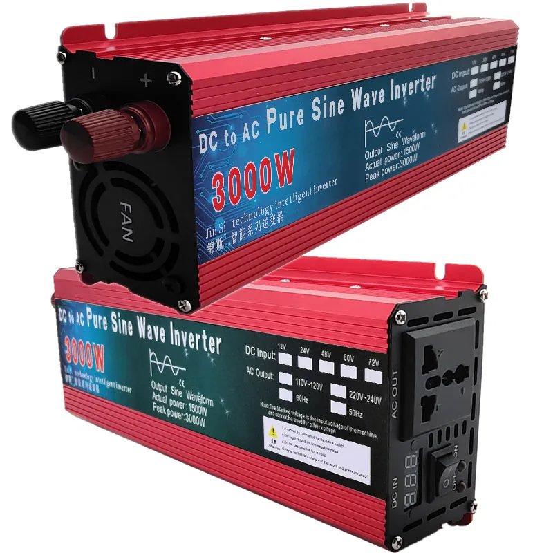 Pure Sine Wave Inverter DC 12v/24v To AC 110V/220V 1000W 1600W 2000W 3000W Portable Power Bank Converter Solar Inverter Pure Sine Wave Inverter DC 12v/24v To AC 110V/220V 1000W 1600W 2000W 3000W Portable Power Bank Converter Solar Inverter