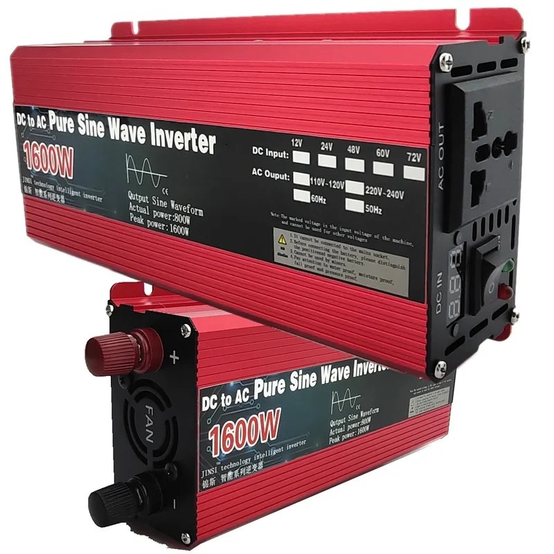 Pure Sine Wave Inverter DC 12v/24v To AC 110V/220V 1000W 1600W 2000W 3000W Portable Power Bank Converter Solar Inverter Pure Sine Wave Inverter DC 12v/24v To AC 110V/220V 1000W 1600W 2000W 3000W Portable Power Bank Converter Solar Inverter