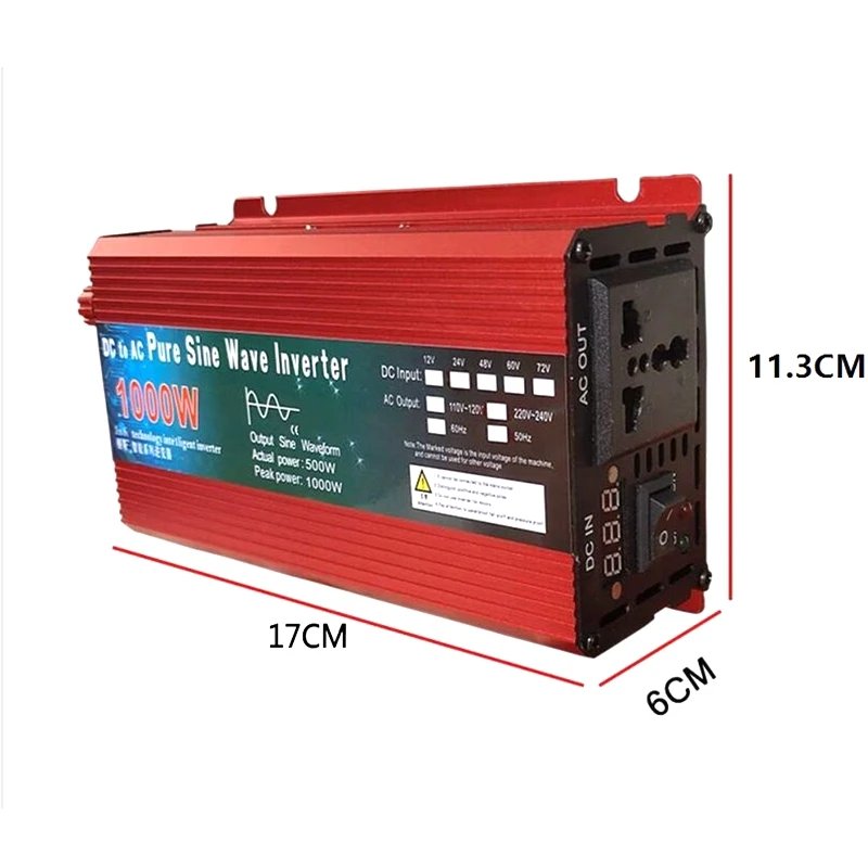 Pure Sine Wave Inverter DC 12v/24v To AC 110V/220V 1000W 1600W 2000W 3000W Portable Power Bank Converter Solar Inverter Pure Sine Wave Inverter DC 12v/24v To AC 110V/220V 1000W 1600W 2000W 3000W Portable Power Bank Converter Solar Inverter