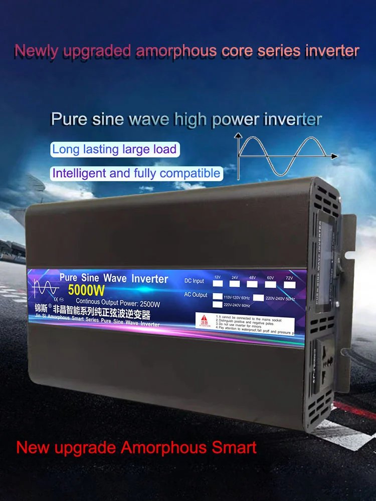 Pure Sine Wave Power Inverter 4000W 5000W DC 12V 24V 48V To AC220V  Portable Power Bank Converter Solar Car Inverter Transformer