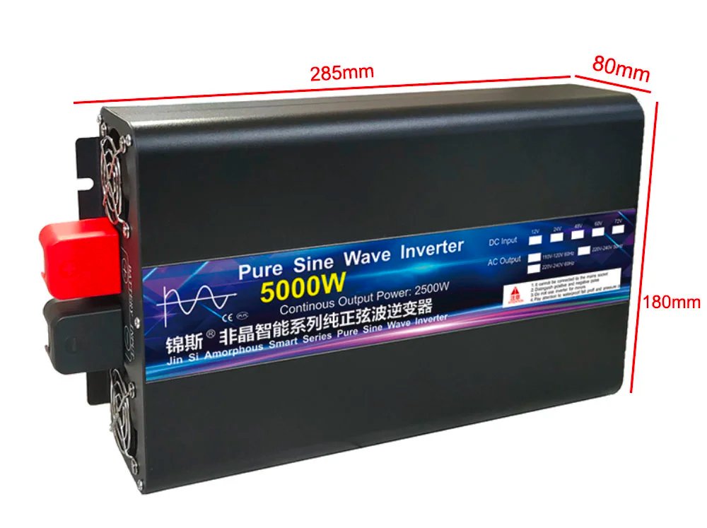 Pure Sine Wave Power Inverter 4000W 5000W DC 12V 24V 48V To AC220V  Portable Power Bank Converter Solar Car Inverter Transformer