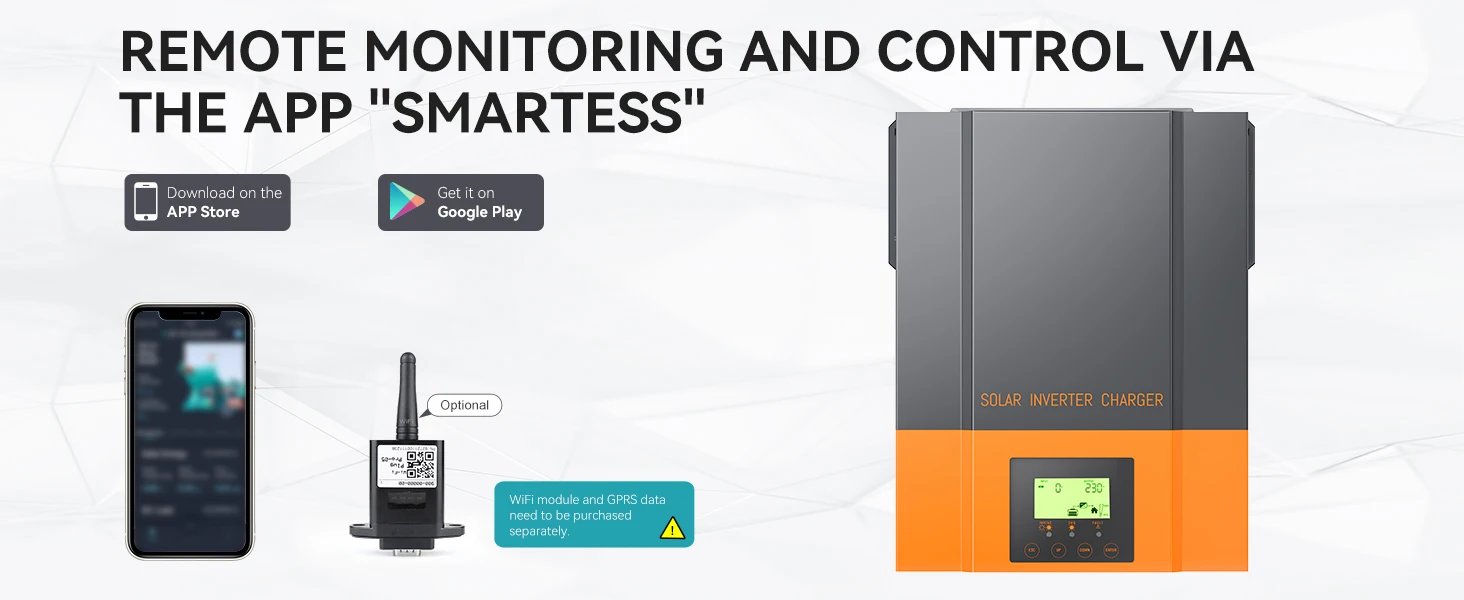 Hybrid Solar Inverter 12V 24V 3KW 2KW 1.5KW MPPT 80A 220v 230V Converter for Battery Lithium Lead-Acid Pure Sine Wave