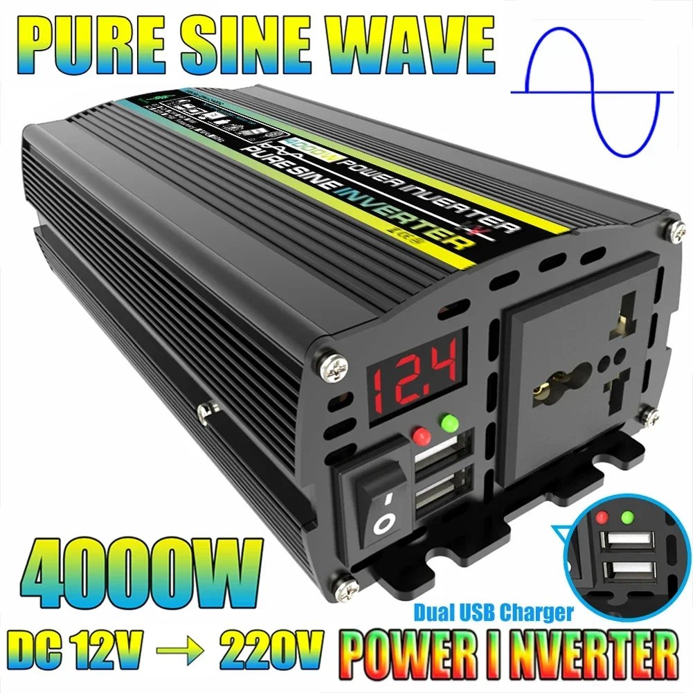 Pure Sine Wave Inverter 12V To AC 110V 220V 8000/6000/4000/3000W Voltage Transformer Power Converter Solar Inverter