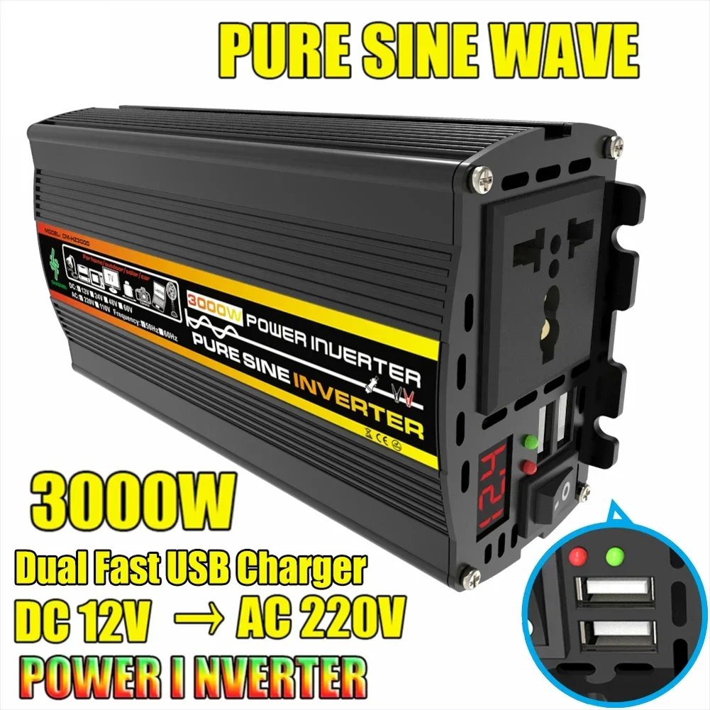 Pure Sine Wave Inverter 12V To AC 110V 220V 8000/6000/4000/3000W Voltage Transformer Power Converter Solar Inverter