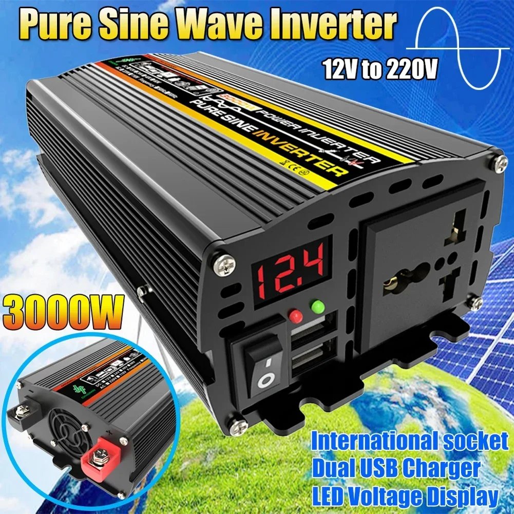 Pure Sine Wave Inverter 12V To AC 110V 220V 8000/6000/4000/3000W Voltage Transformer Power Converter Solar Inverter