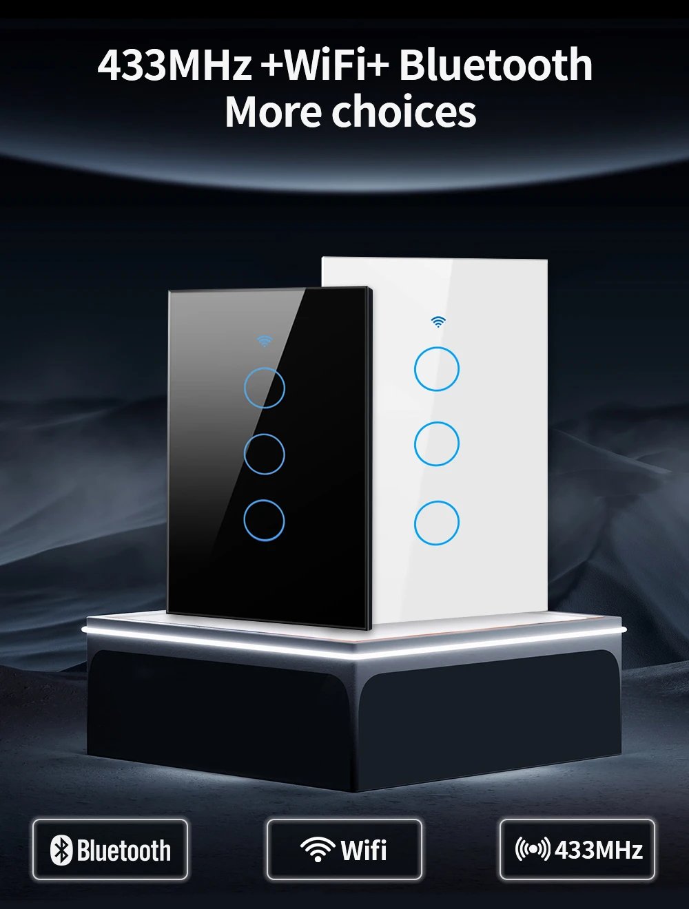 Tuya US WiFi+Bluetooth Smart Wall Switch 1/2/3/4 Gang Wire Touch Sensor LED Light Switches Smart Home Alexa Google Home