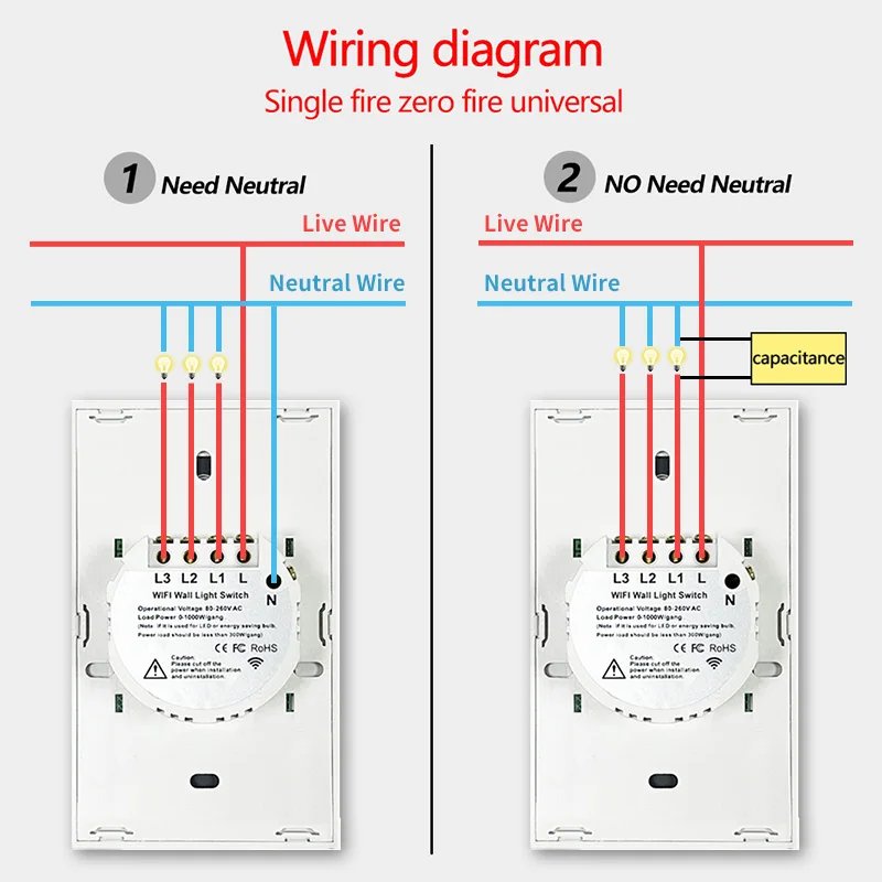 US WiFi/Zigbee Smart Wall Switch 1/2/3/4 Gang Light Switch Smart Touch Sensor Smart Home  Work with Alexa Google Home