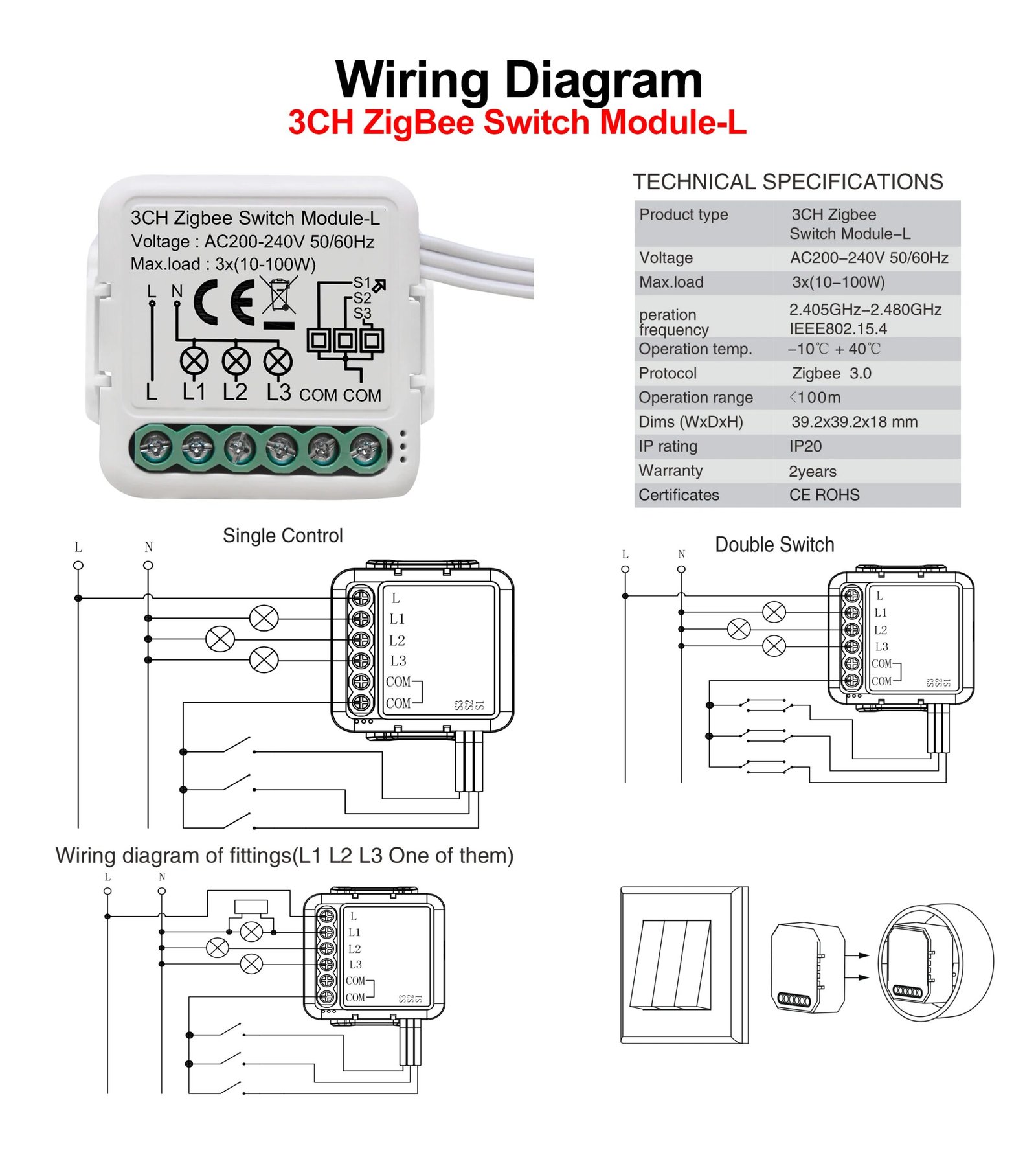 Tuya ZigBee 3.0 Smart Switch Module No Neutral Wire Required Smart Home DIY Light Breaker Works with Alexa Google Home Tuya ZigBee 3.0 Smart Switch Module No Neutral Wire Required Smart Home DIY Light Breaker Works with Alexa Google Home