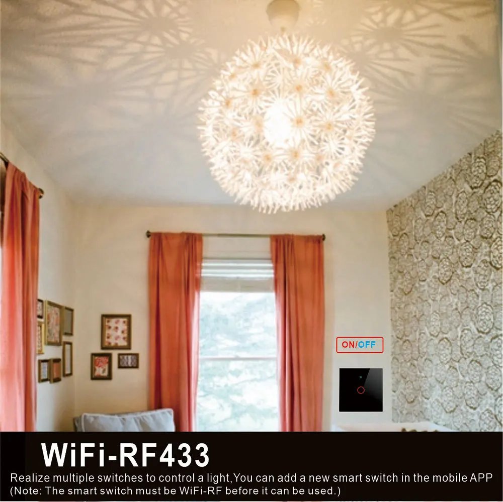 Tuya Wifi EU Smart Switches 1/2/3/4Gang Touch Light Switch Wall Sensor 433mhz RF Switches Smart Life for Alexa Google Home Alice