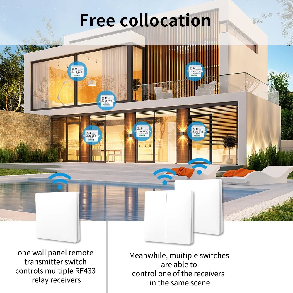 Smart Wireless Switch RF433Mhz Self-Powered Push Button Wall Panels Remote Controller Light Switch Waterproof Wall Switch Smart Wireless Switch RF433Mhz Self-Powered Push Button Wall Panels Remote Controller Light Switch Waterproof Wall Switch