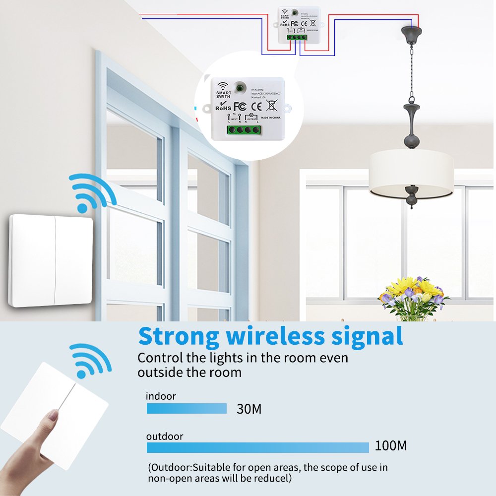 Smart Wireless Switch RF433Mhz Self-Powered Push Button Wall Panels Remote Controller Light Switch Waterproof Wall Switch Smart Wireless Switch RF433Mhz Self-Powered Push Button Wall Panels Remote Controller Light Switch Waterproof Wall Switch