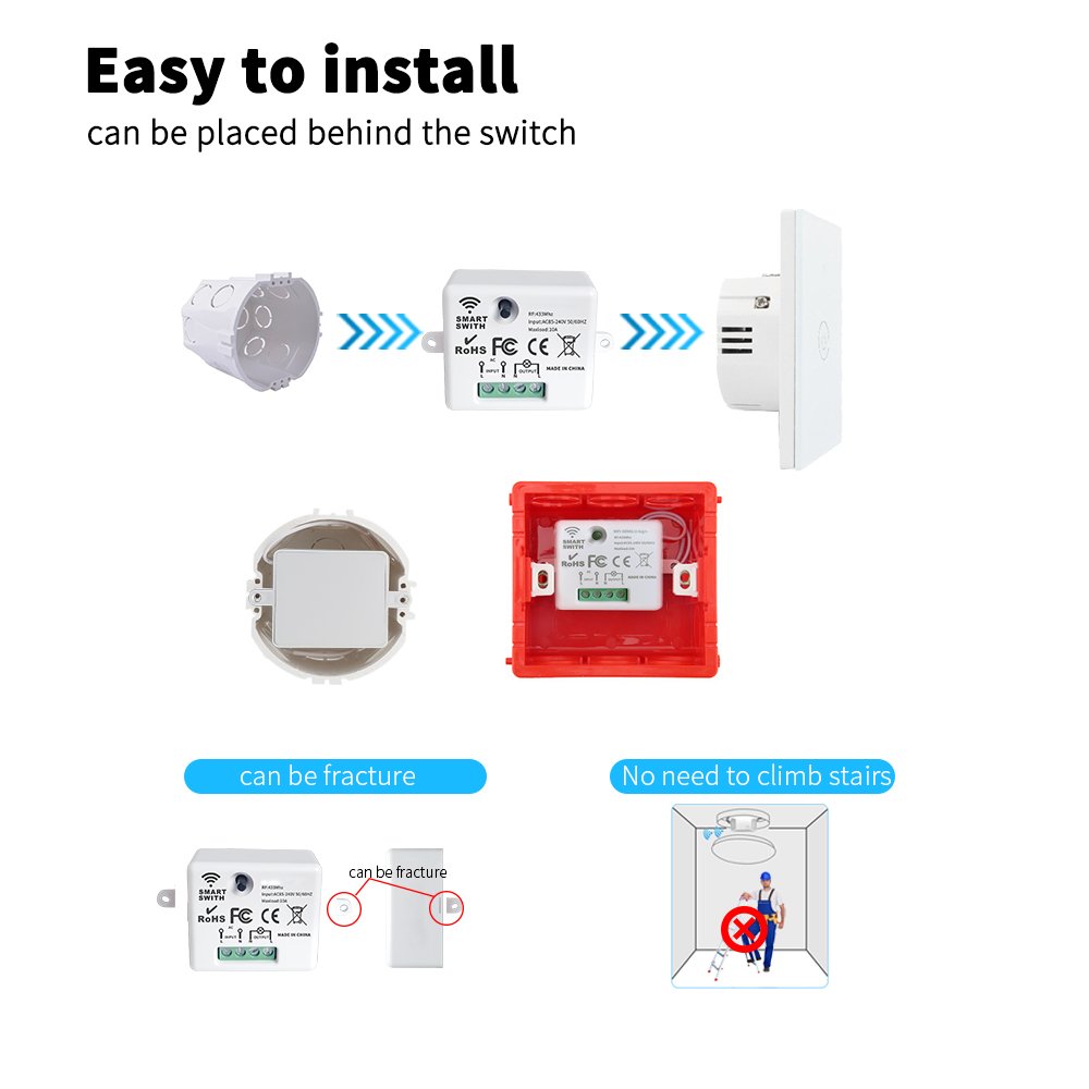 Smart Wireless Switch RF433Mhz Self-Powered Push Button Wall Panels Remote Controller Light Switch Waterproof Wall Switch Smart Wireless Switch RF433Mhz Self-Powered Push Button Wall Panels Remote Controller Light Switch Waterproof Wall Switch