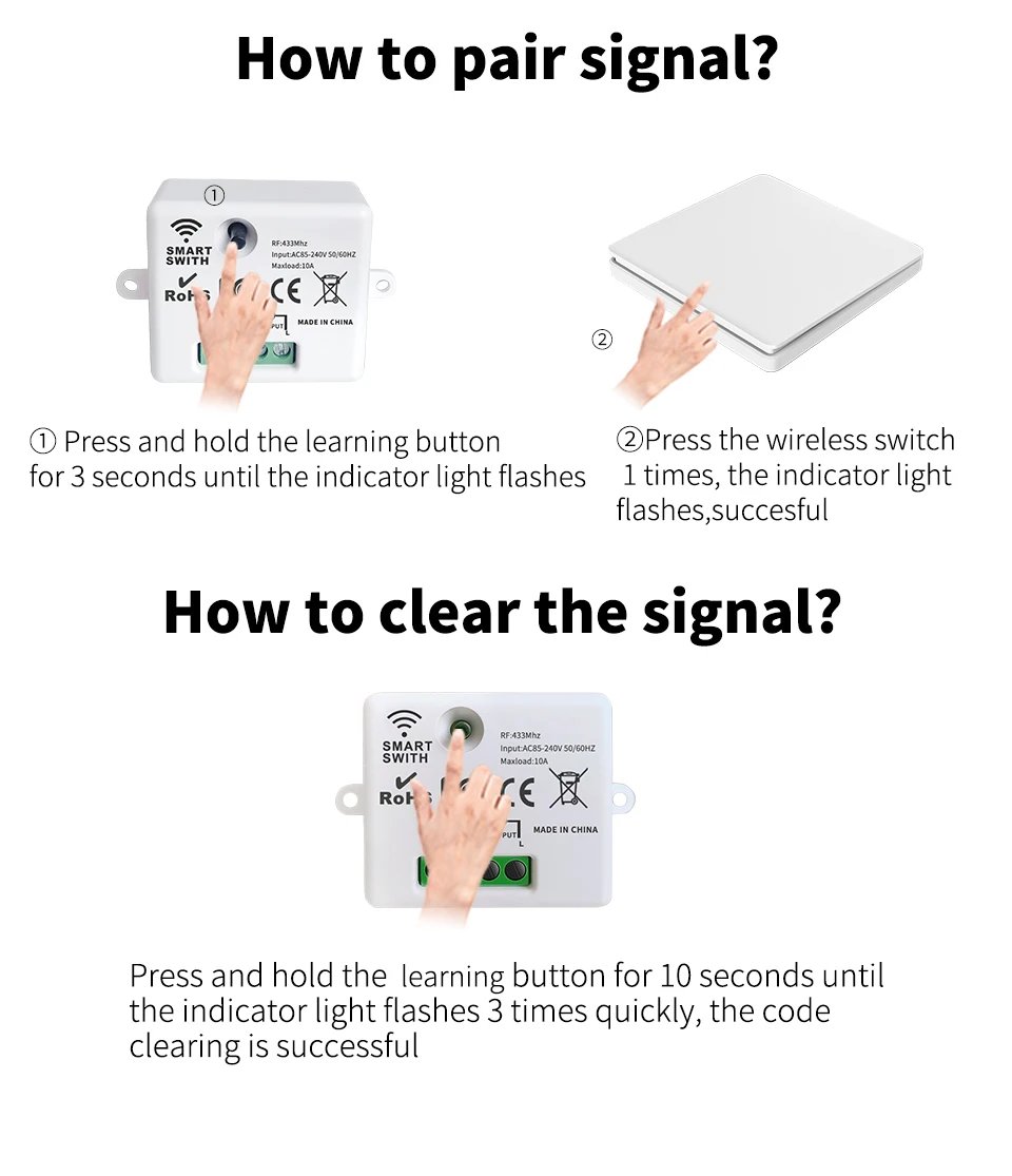 Smart Wireless Switch RF433Mhz Self-Powered Push Button Wall Panels Remote Controller Light Switch Waterproof Wall Switch Smart Wireless Switch RF433Mhz Self-Powered Push Button Wall Panels Remote Controller Light Switch Waterproof Wall Switch