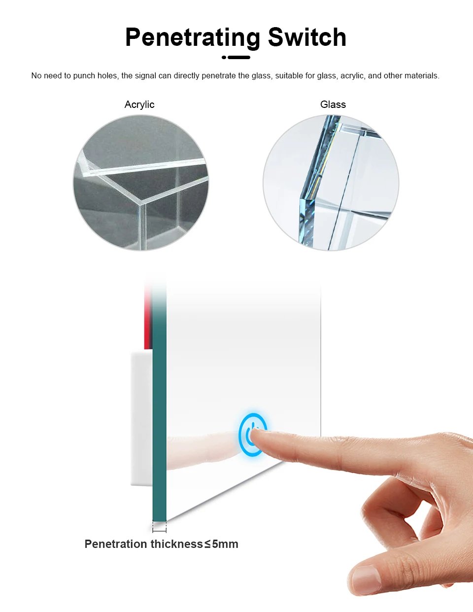 Dimmable Home Lighting Touch Switch 12V Bathroom Smart Mirror Touch Sensor Control Switch  CCT Adjustable Work With 1-5mm Glass