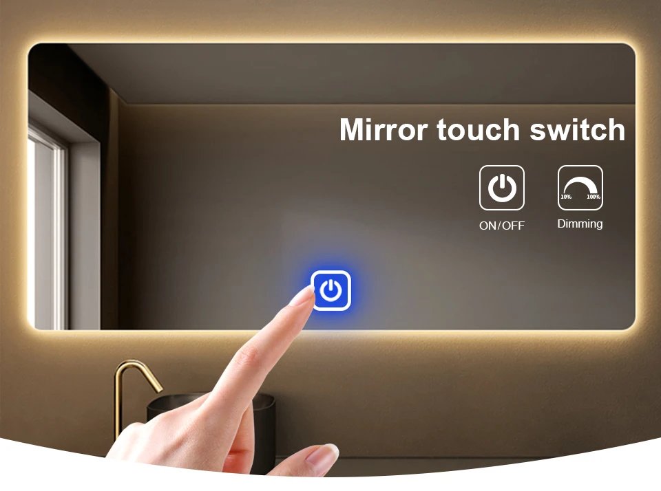 Dimmable Home Lighting Touch Switch 12V Bathroom Smart Mirror Touch Sensor Control Switch  CCT Adjustable Work With 1-5mm Glass