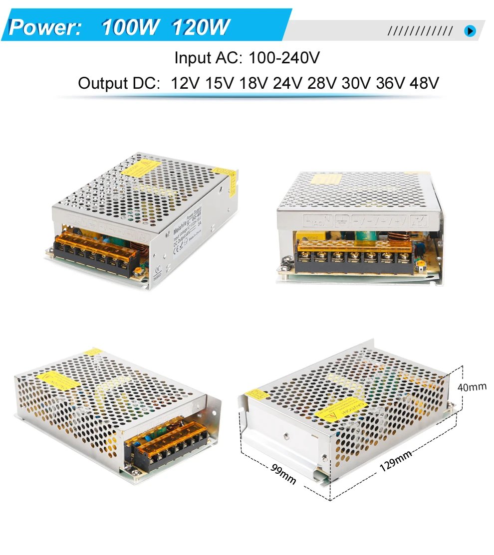 DC 5V 12V 24V 36V 48V 60V Switching Power Supply 2A 3A 4A 5A 8A 10A 15A 20A 25A 30A 40A 50A 60A 100A Transformer Power Adapter