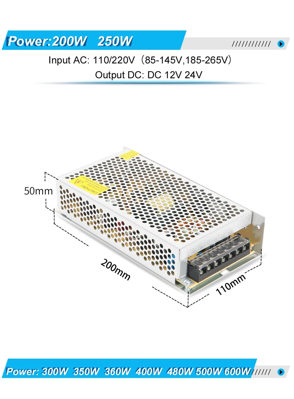 DC 5V 12V 24V 36V 48V 60V Switching Power Supply 2A 3A 4A 5A 8A 10A 15A 20A 25A 30A 40A 50A 60A 100A Transformer Power Adapter