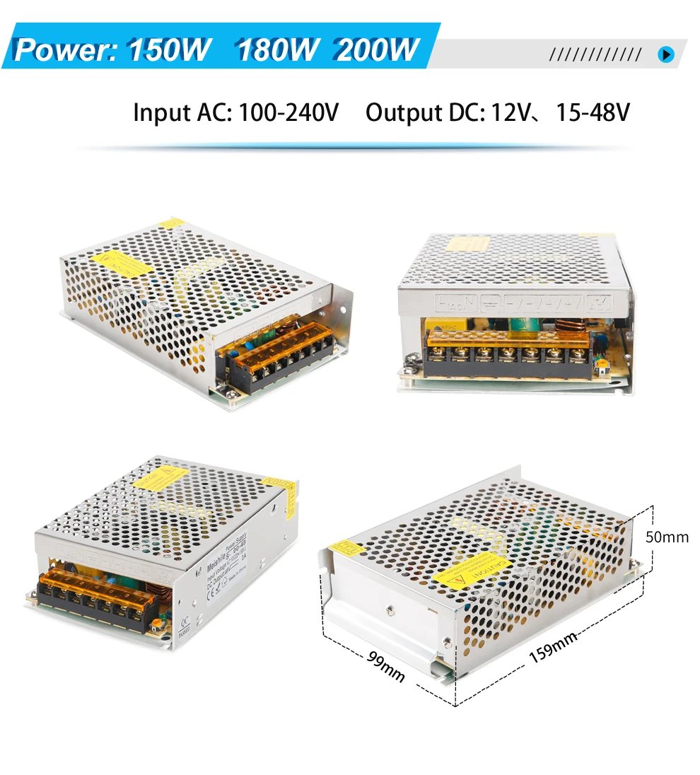 DC 5V 12V 24V 36V 48V 60V Switching Power Supply 2A 3A 4A 5A 8A 10A 15A 20A 25A 30A 40A 50A 60A 100A Transformer Power Adapter