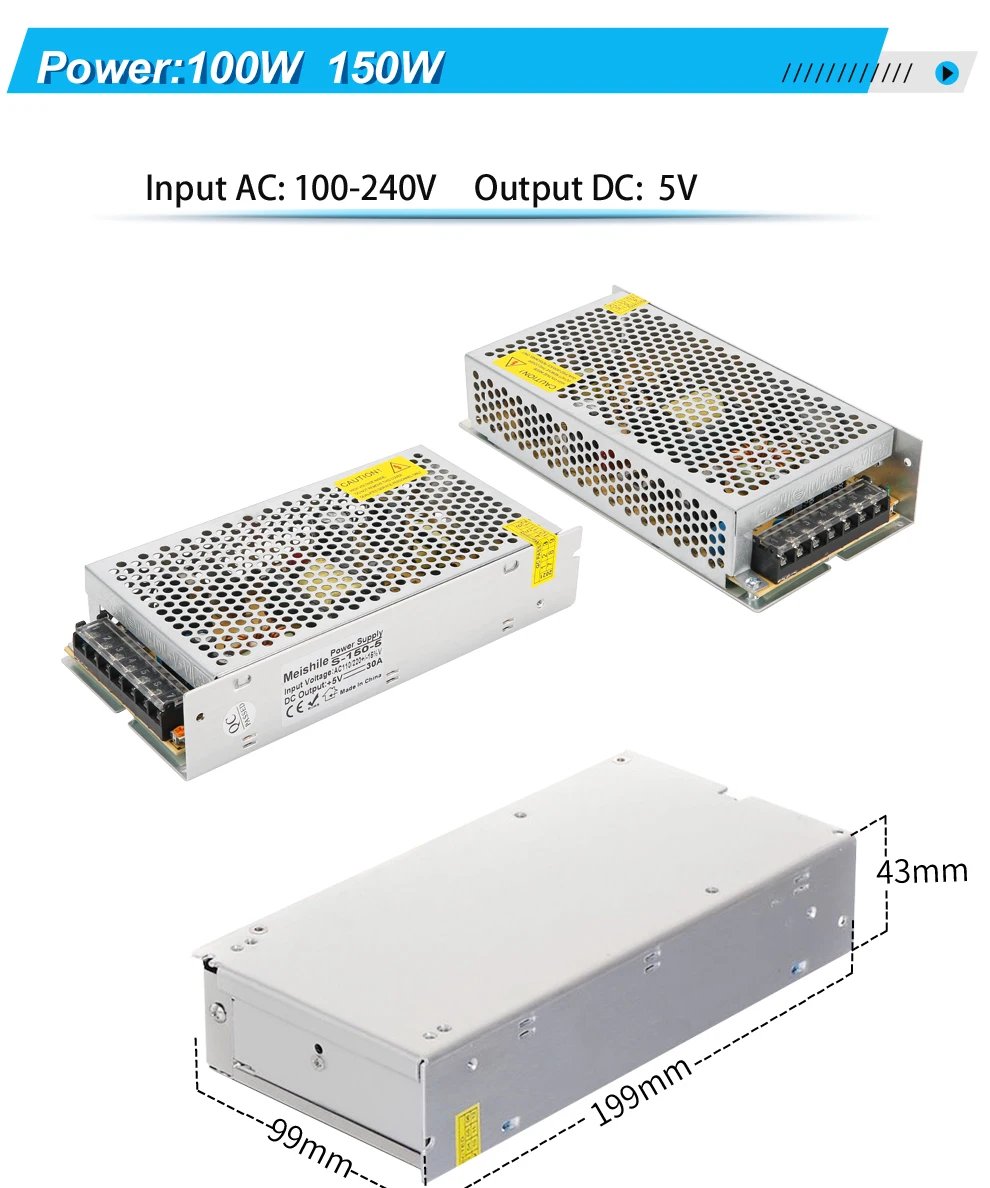 DC 5V 12V 24V 36V 48V 60V Switching Power Supply 2A 3A 4A 5A 8A 10A 15A 20A 25A 30A 40A 50A 60A 100A Transformer Power Adapter