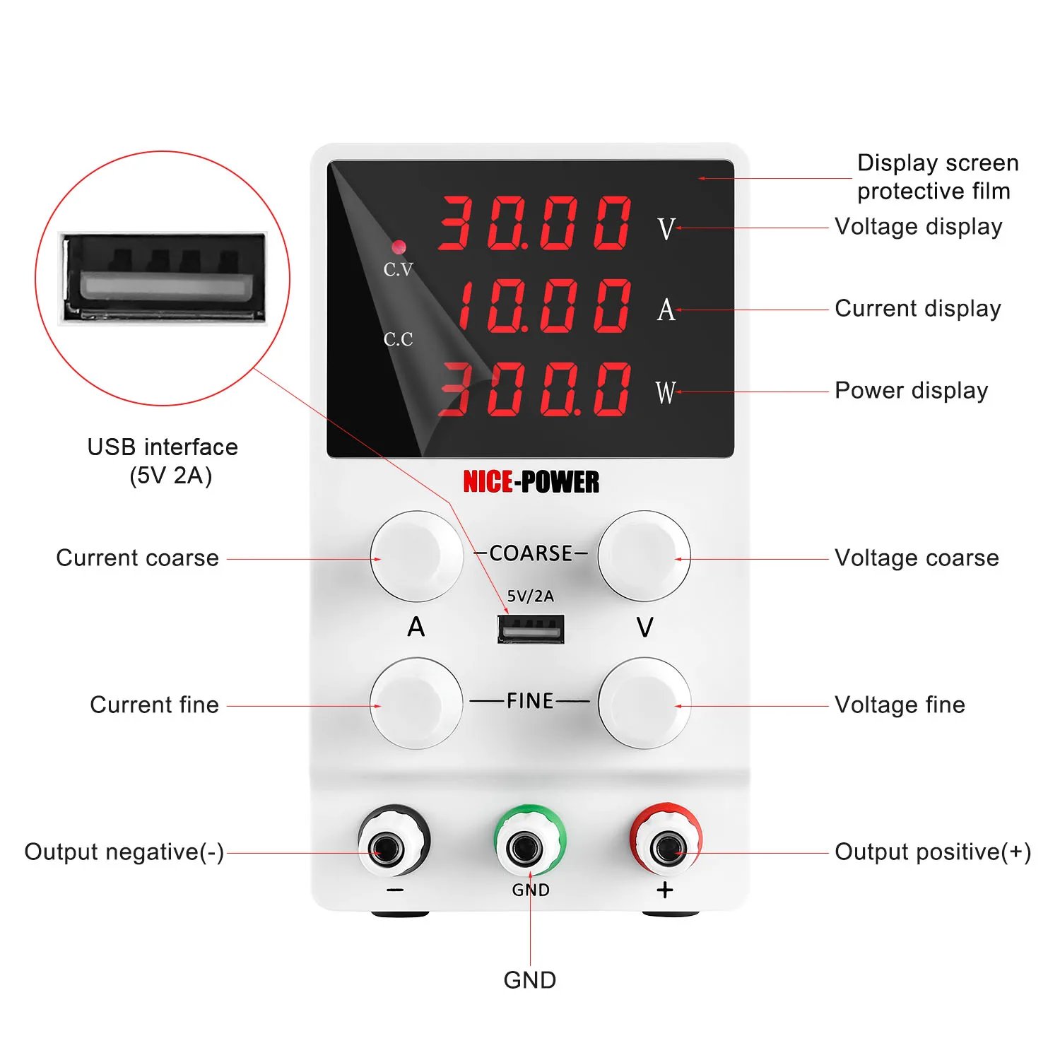 30V 10A 60V 5A DC Lab Regulated Power Supply Adjustable Laboratory Voltage Regulator Stabilizer Switching Bench Source 220V/110V