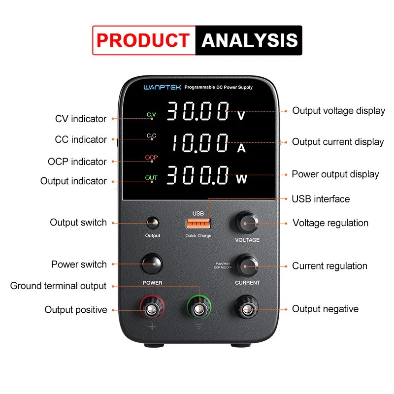 Programmable DC Power Supply WPS3010H Laboratory Maintenance Workbench 30V 10A Voltage Current Regulator AC 220V 110V Programmable DC Power Supply WPS3010H Laboratory Maintenance Workbench 30V 10A Voltage Current Regulator AC 220V 110V